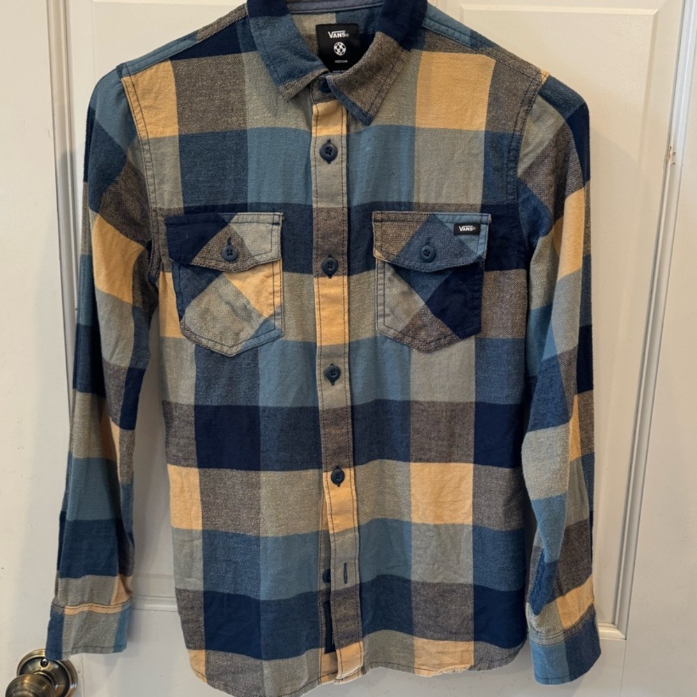 Vans Blue and Tan Casual Flannel Shirt
